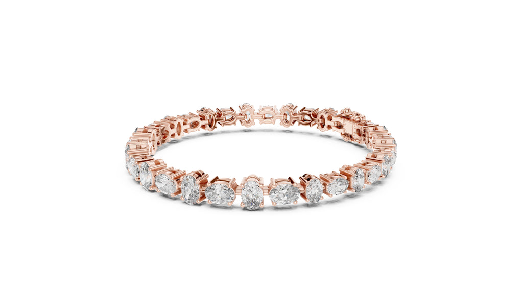 Oval Cut Lab-Grown Tennis Bracelet Rose Gold
