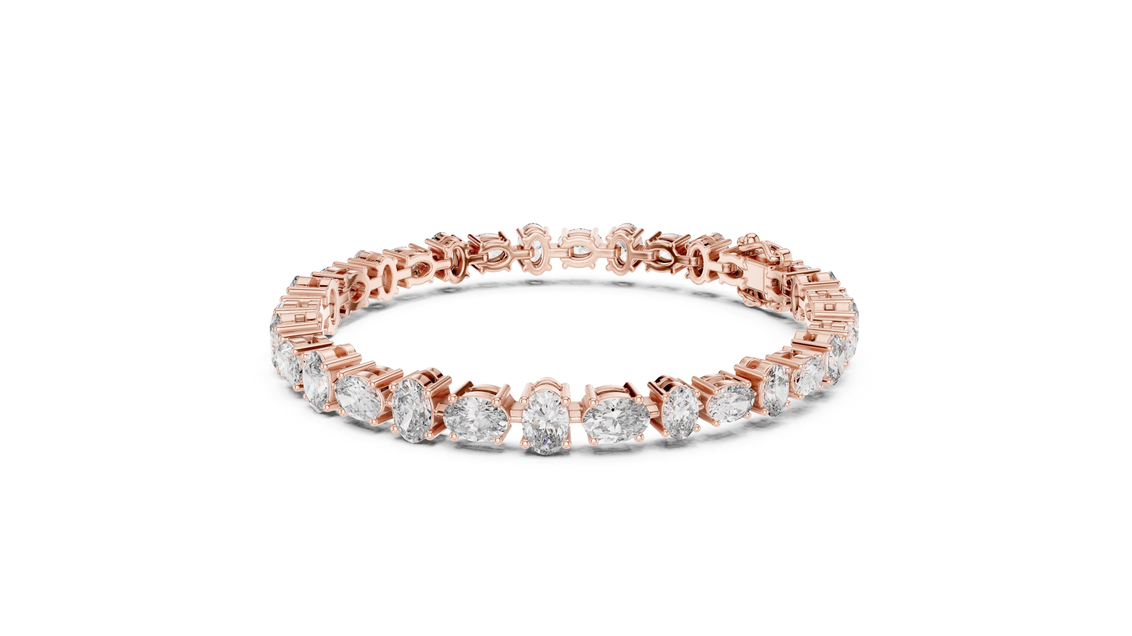 Oval Cut Lab-Grown Tennis Bracelet Rose Gold