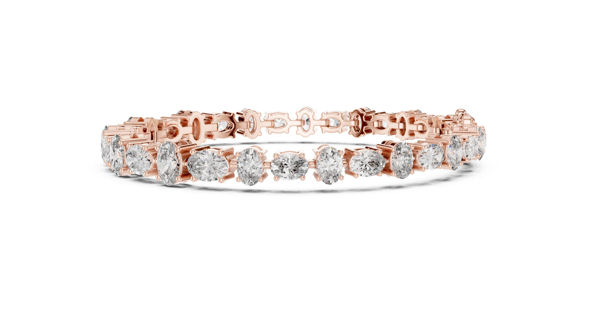 Oval Cut Lab-Grown Tennis Bracelet Rose Gold