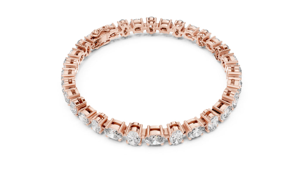 Oval Cut Lab-Grown Tennis Bracelet Rose Gold