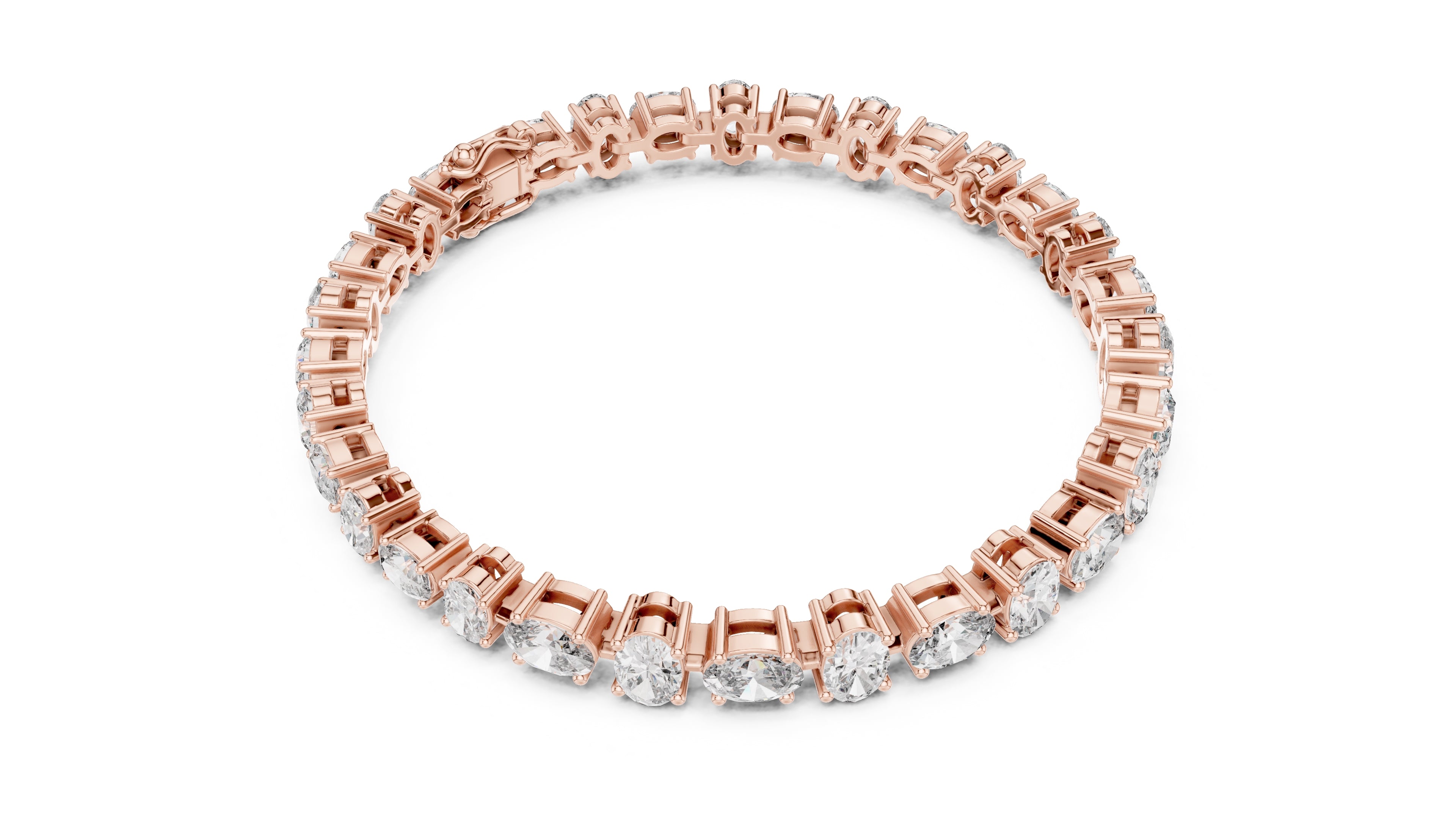 Oval Cut Lab-Grown Tennis Bracelet Rose Gold