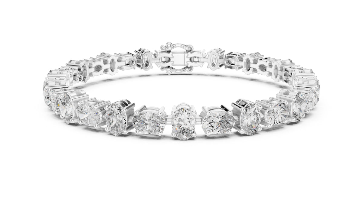 Oval Cut Lab-Grown Tennis Bracelet White Gold
