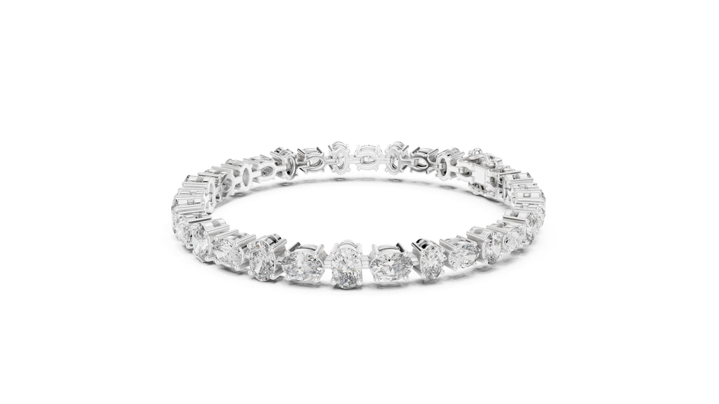 Oval Cut Lab-Grown Tennis Bracelet White Gold