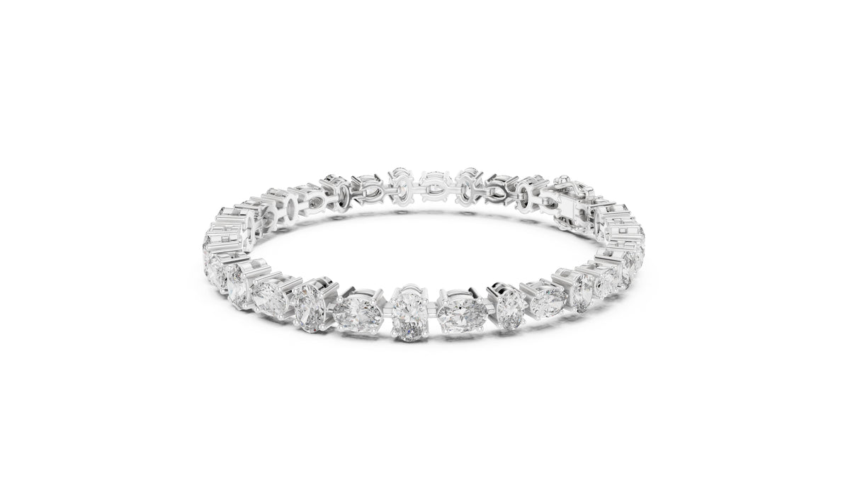 Oval Cut Lab-Grown Tennis Bracelet White Gold