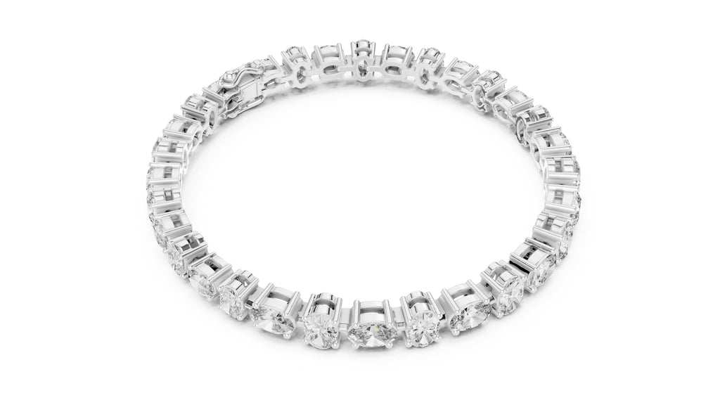 Oval Cut Lab-Grown Tennis Bracelet White Gold