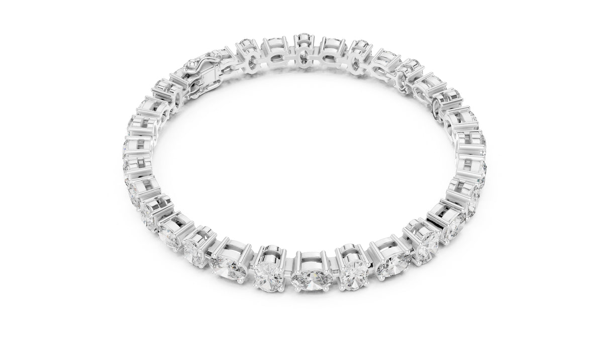 Oval Cut Lab-Grown Tennis Bracelet White Gold