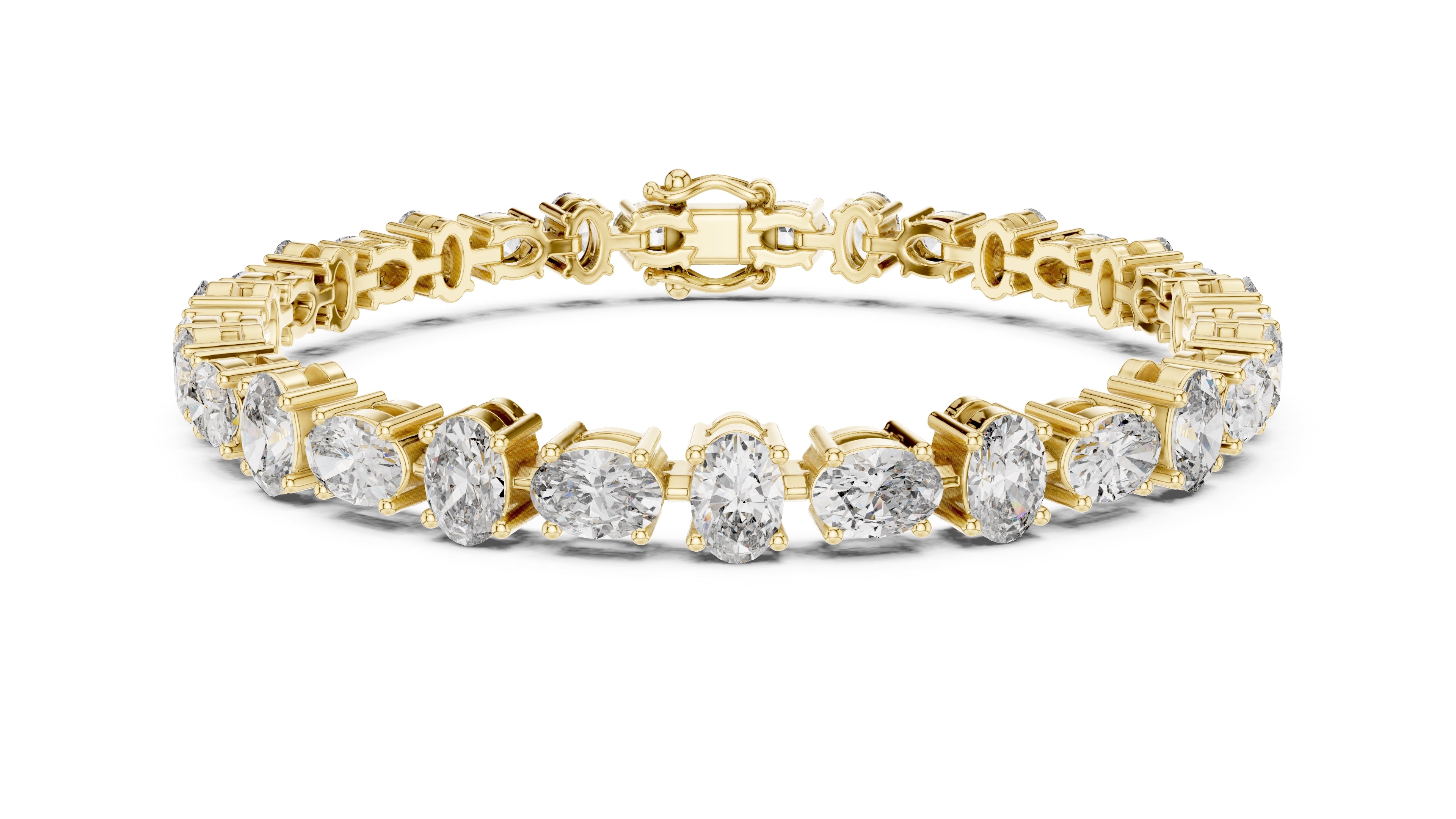 Oval Cut Lab-Grown Tennis Bracelet Yellow Gold