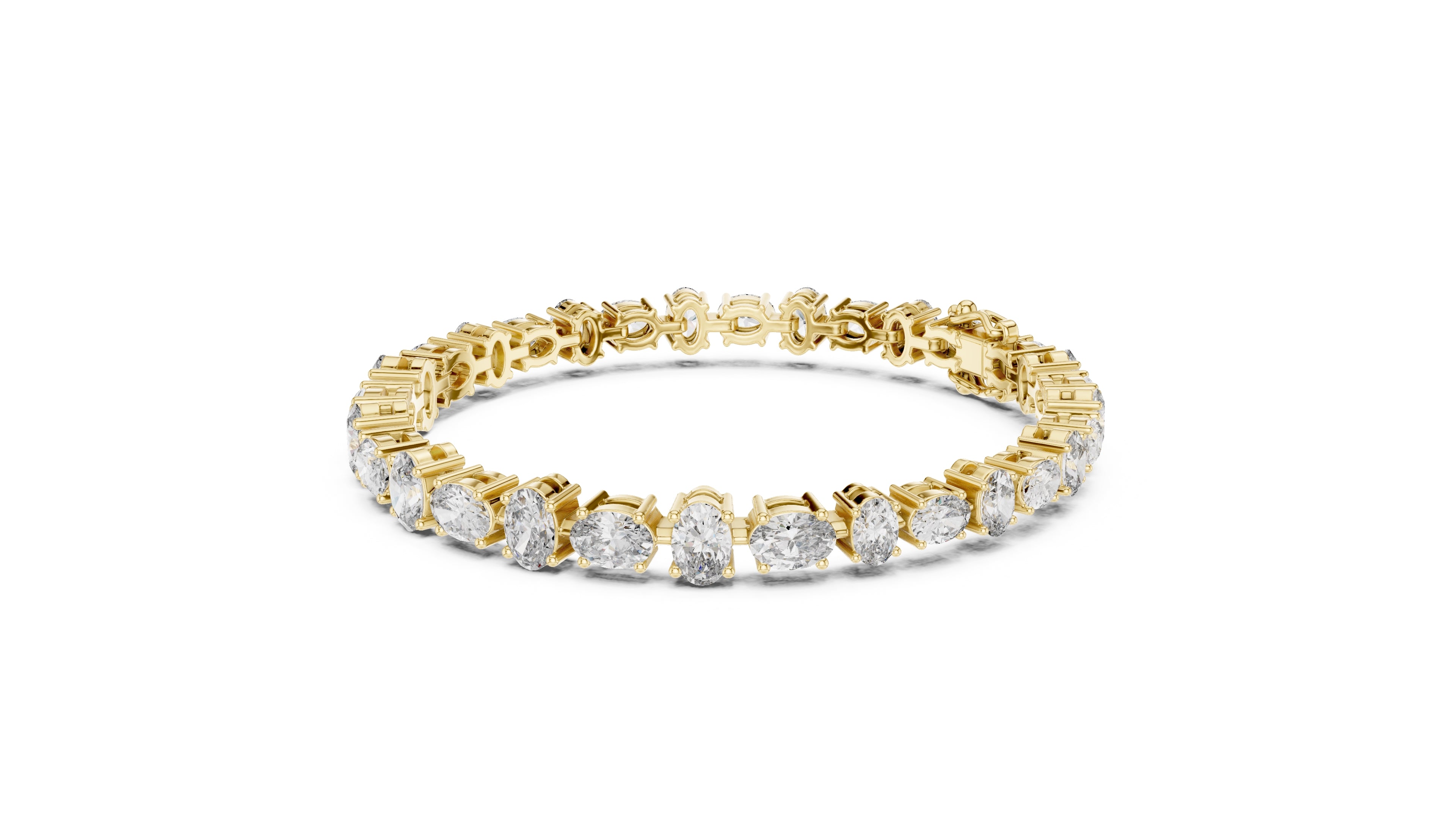 Oval Cut Lab-Grown Tennis Bracelet Yellow Gold