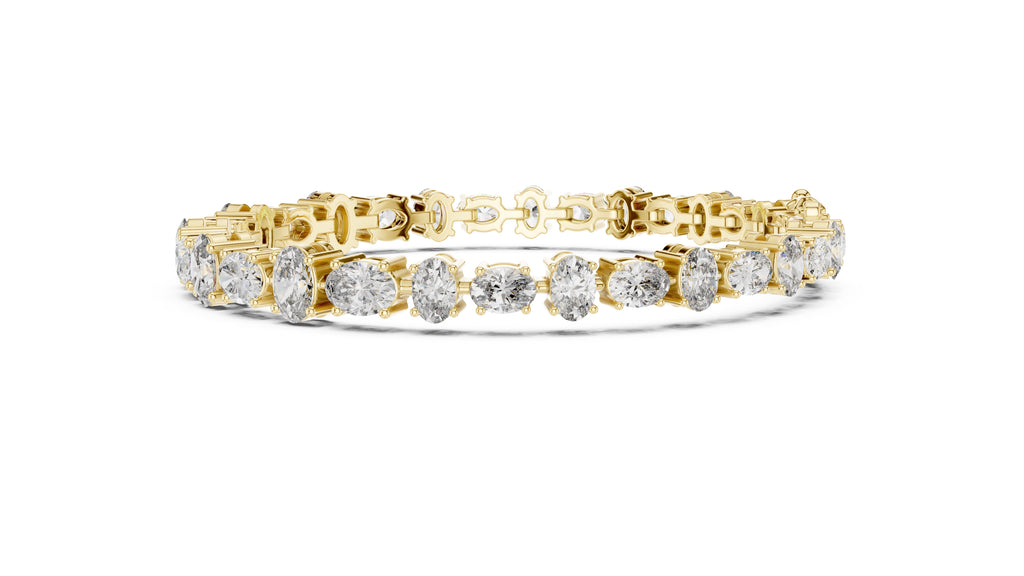 Oval Cut Lab-Grown Tennis Bracelet Yellow Gold