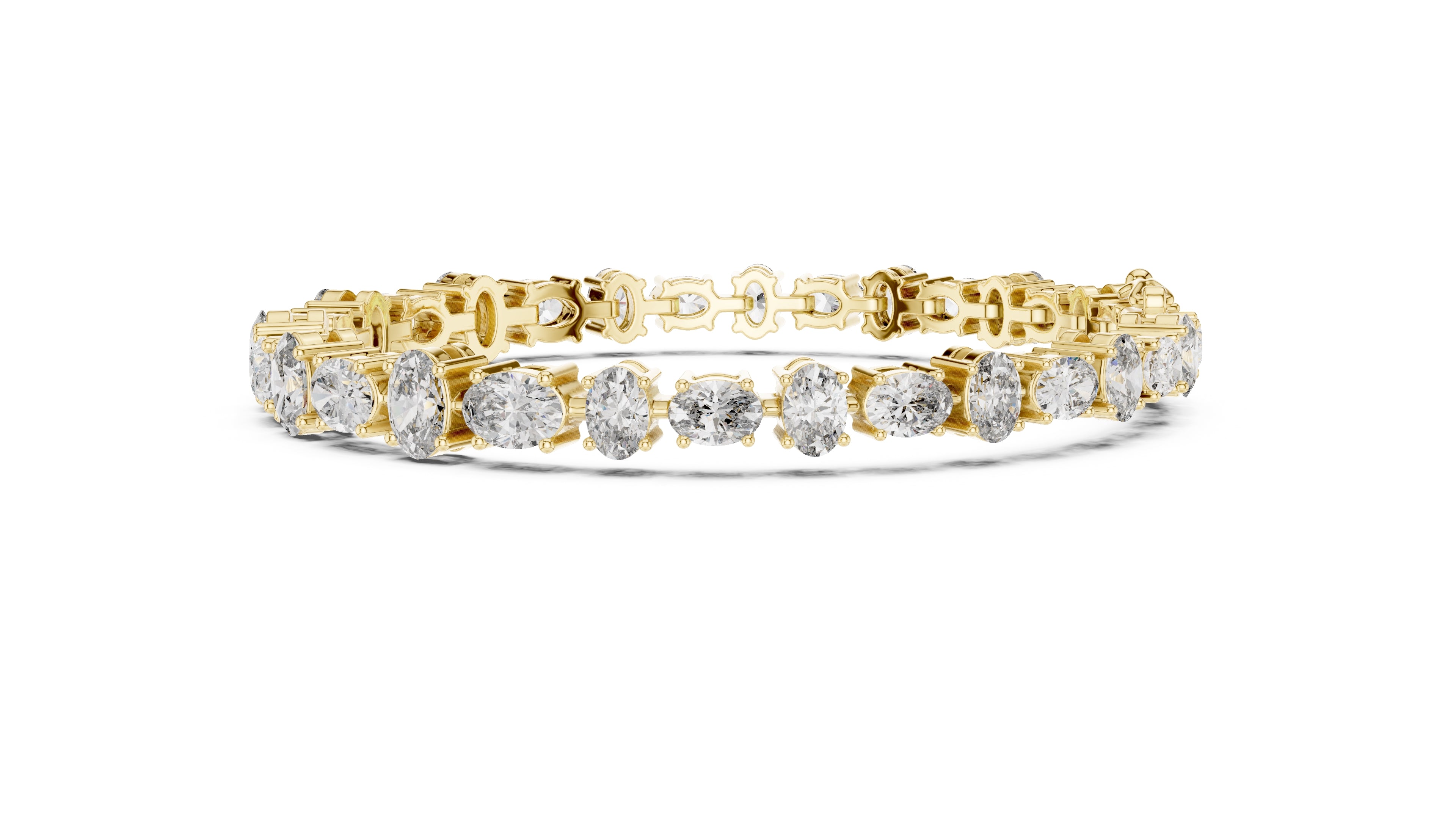 Oval Cut Lab-Grown Tennis Bracelet Yellow Gold