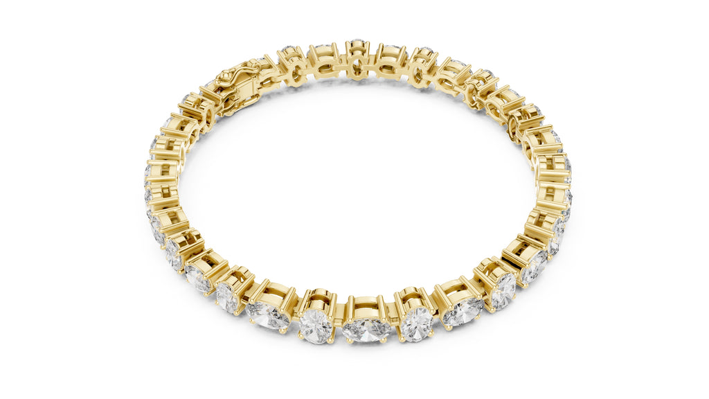 Oval Cut Lab-Grown Tennis Bracelet Yellow Gold