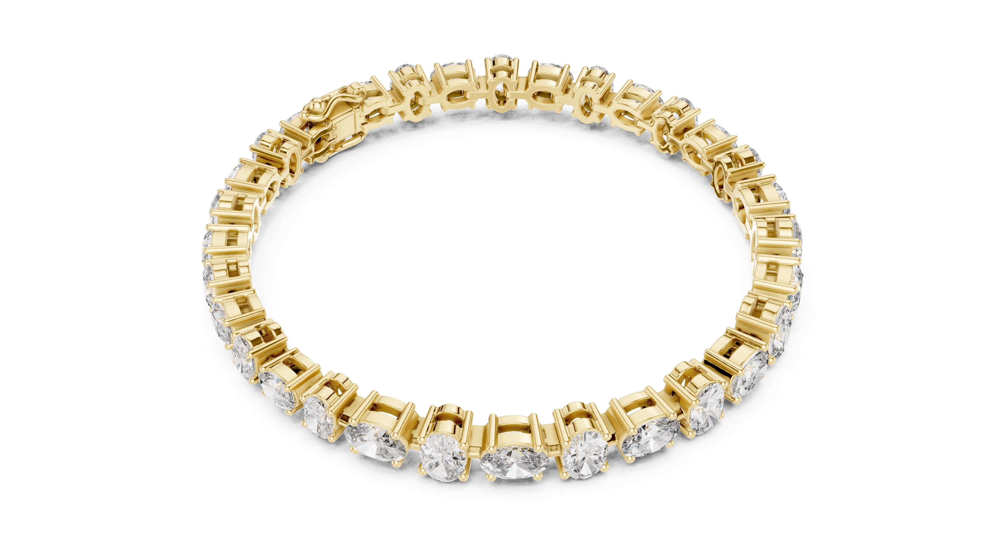 Oval Cut Lab-Grown Tennis Bracelet Yellow Gold