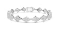 Geometric Diamond Cluster Lab-Grown Tennis Bracelet White Gold