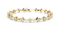 Marquise Metal Link & Round Lab-Grown Tennis Bracelet Yellow Gold