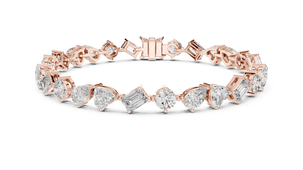 Mixed-Shape Fancy Lab-Grown Tennis Bracelet Rose Gold