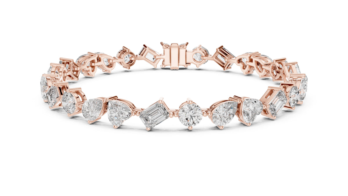 Mixed-Shape Fancy Lab-Grown Tennis Bracelet Rose Gold