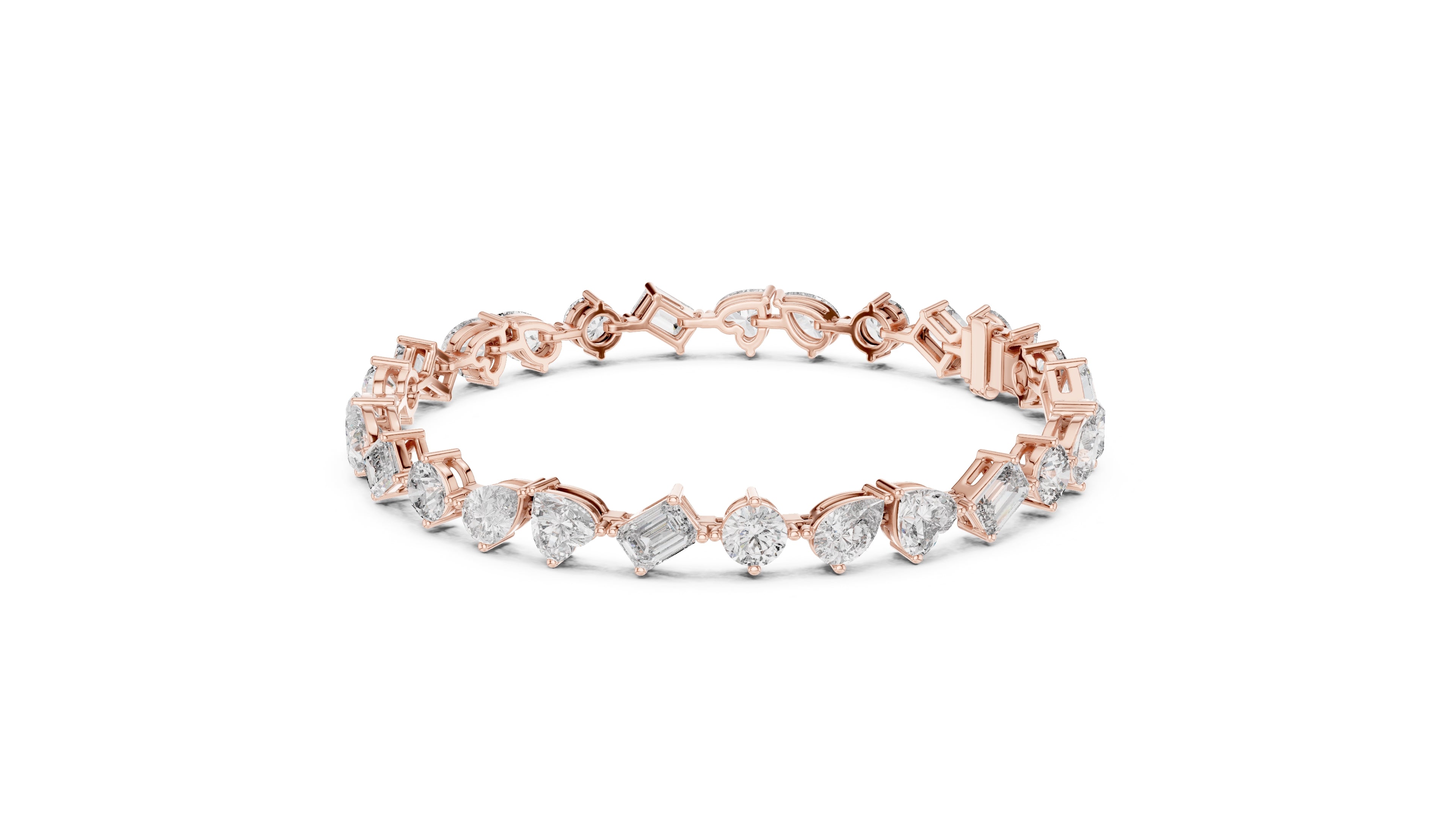 Mixed-Shape Fancy Lab-Grown Tennis Bracelet Rose Gold