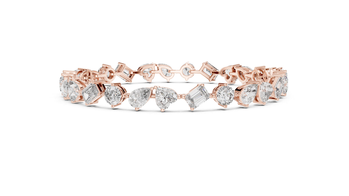 Mixed-Shape Fancy Lab-Grown Tennis Bracelet Rose Gold