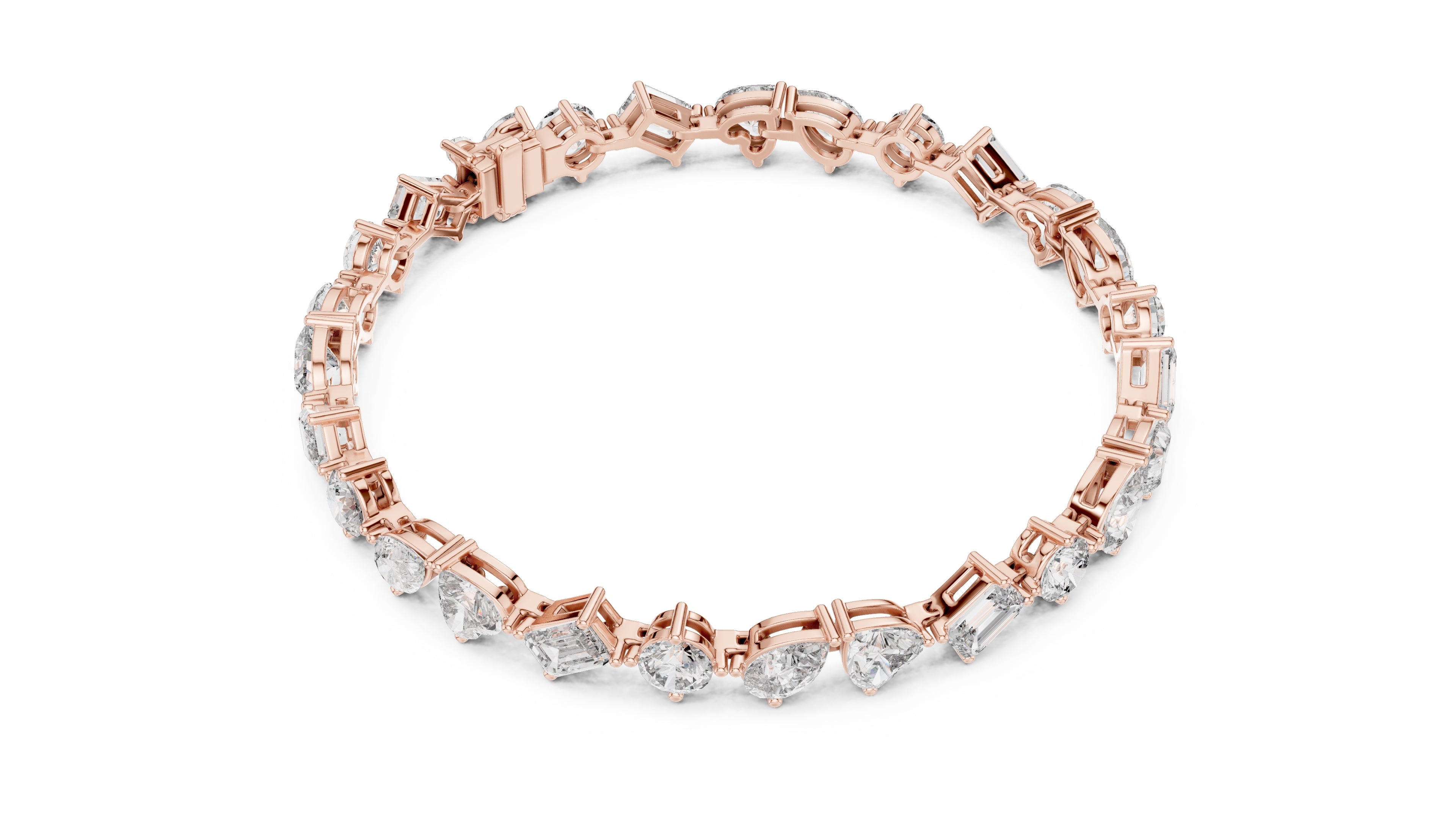 Mixed-Shape Fancy Lab-Grown Tennis Bracelet Rose Gold