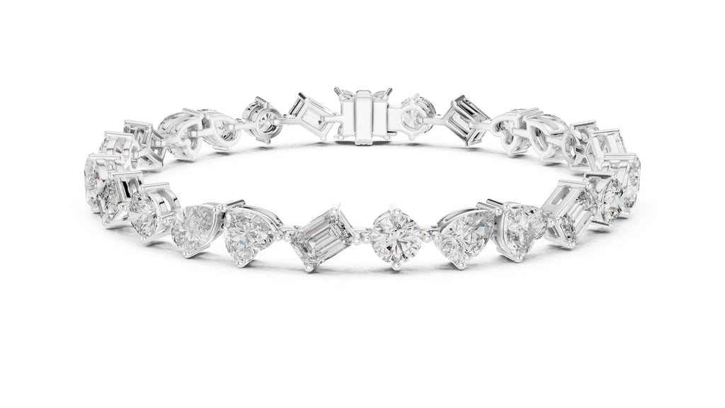 Mixed-Shape Fancy Lab-Grown Tennis Bracelet White Gold