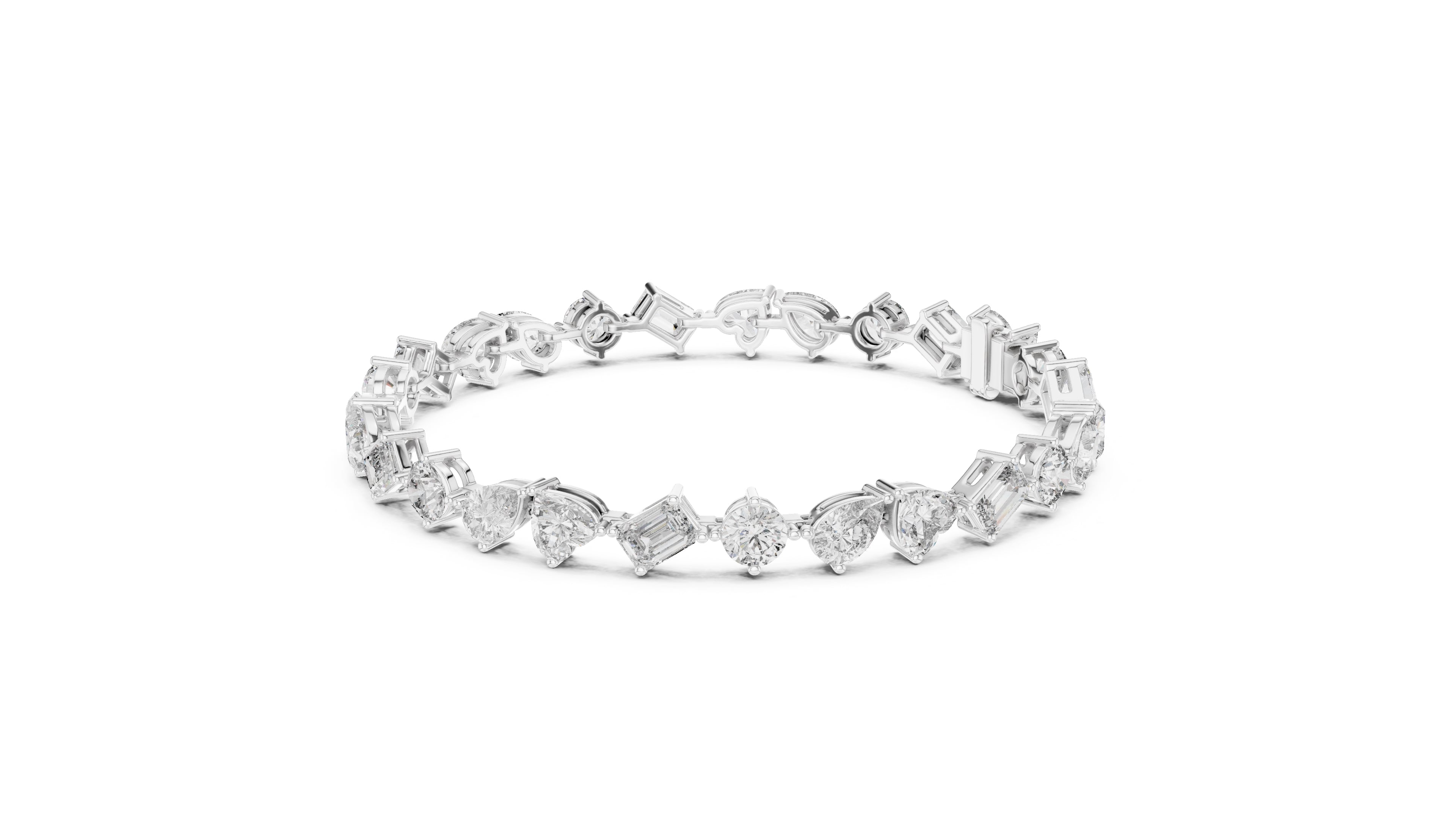 Mixed-Shape Fancy Lab-Grown Tennis Bracelet White Gold