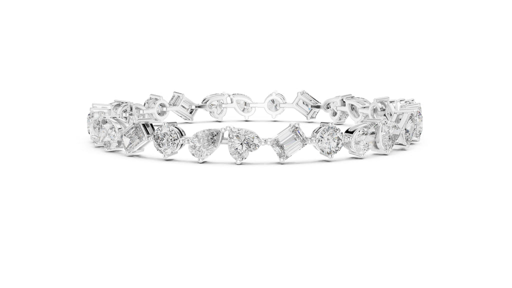 Mixed-Shape Fancy Lab-Grown Tennis Bracelet White Gold