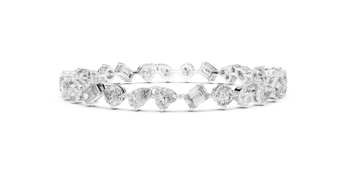Mixed-Shape Fancy Lab-Grown Tennis Bracelet White Gold