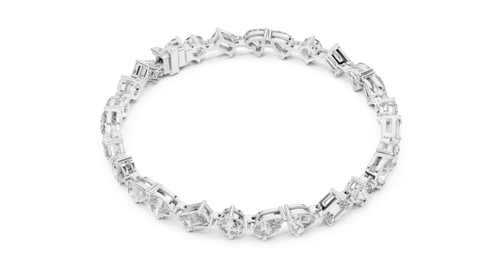 Mixed-Shape Fancy Lab-Grown Tennis Bracelet White Gold