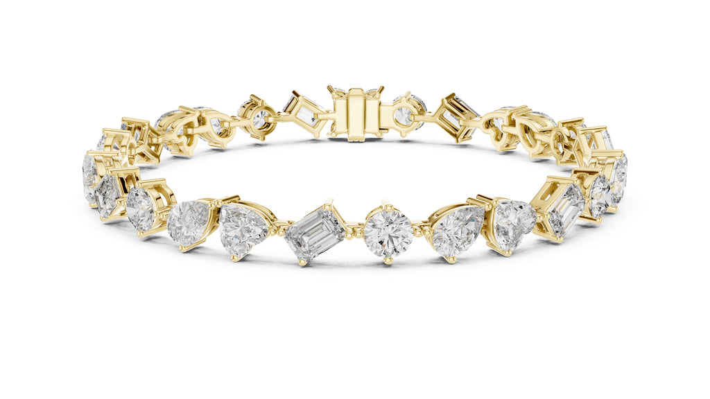 Mixed-Shape Fancy Lab-Grown Tennis Bracelet Yellow Gold