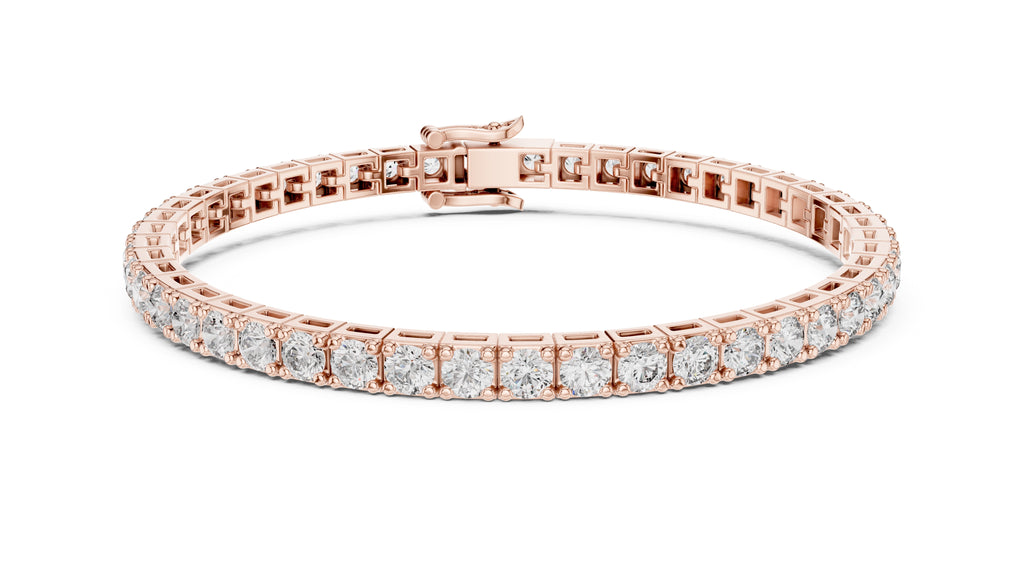 Square Basket-Set Round Lab-Grown Tennis Bracelet Rose Gold