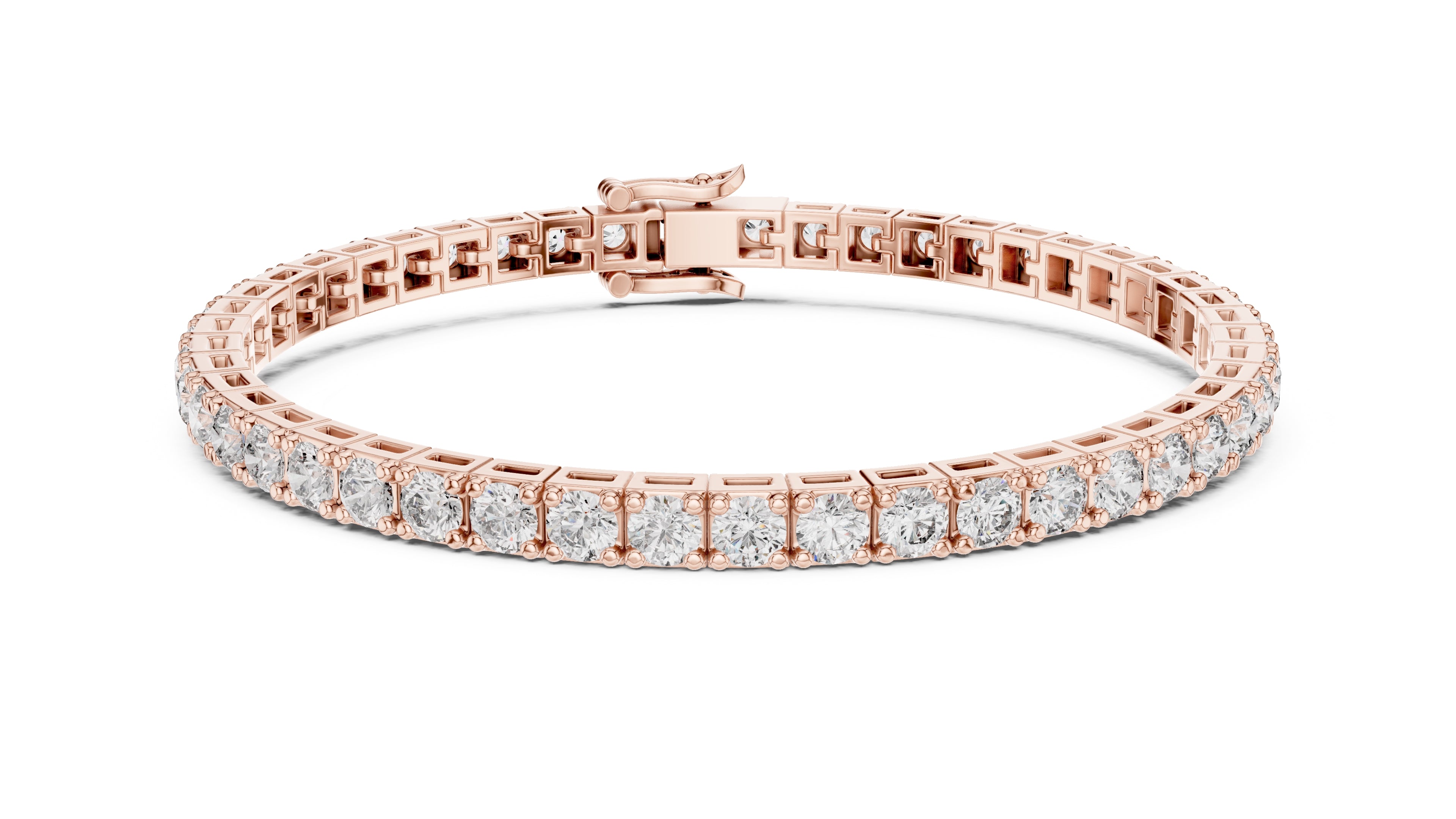 Square Basket-Set Round Lab-Grown Tennis Bracelet Rose Gold