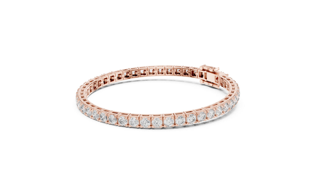Square Basket-Set Round Lab-Grown Tennis Bracelet Rose Gold