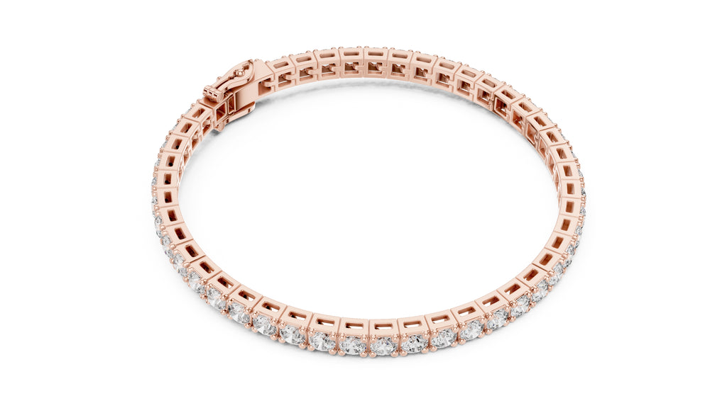 Square Basket-Set Round Lab-Grown Tennis Bracelet Rose Gold