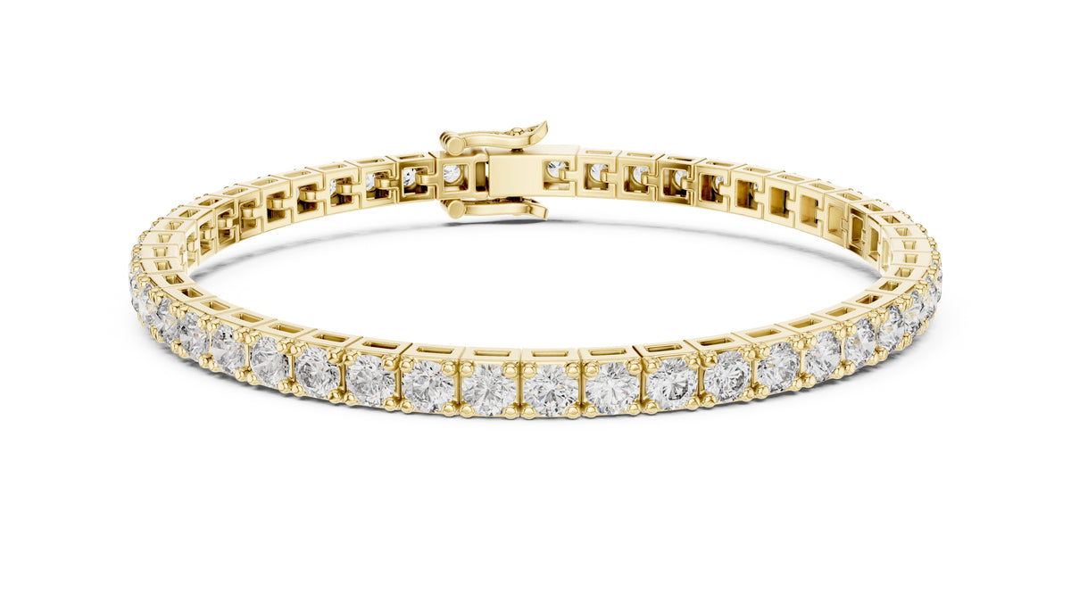 Square Basket-Set Round Lab-Grown Tennis Bracelet Yellow Gold