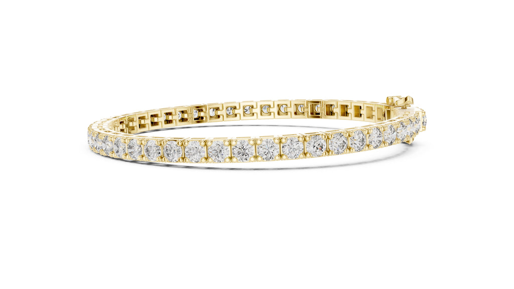 Square Basket-Set Round Lab-Grown Tennis Bracelet Yellow Gold
