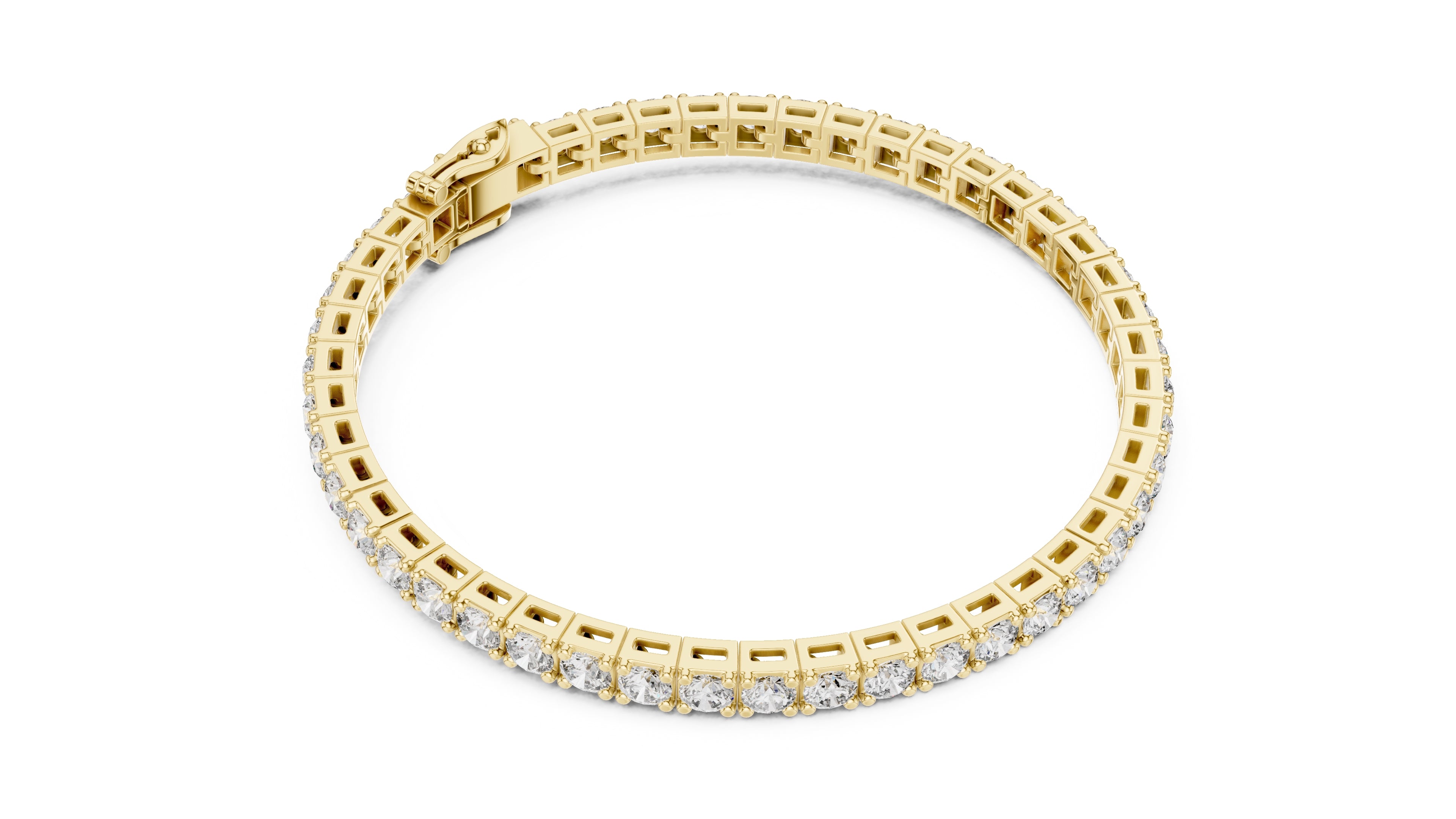 Square Basket-Set Round Lab-Grown Tennis Bracelet Yellow Gold