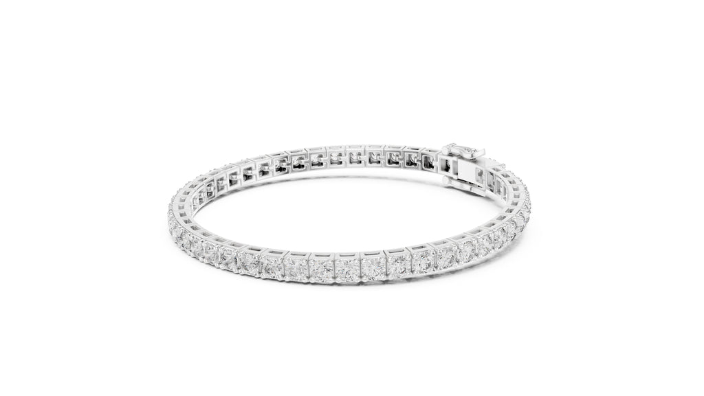 Architectural Square Basket Lab-Grown Tennis Bracelet White Gold