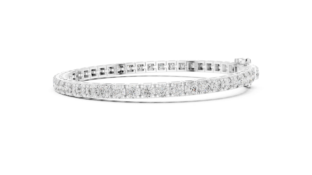 Architectural Square Basket Lab-Grown Tennis Bracelet White Gold