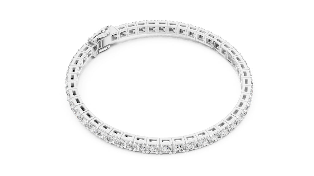 Architectural Square Basket Lab-Grown Tennis Bracelet White Gold
