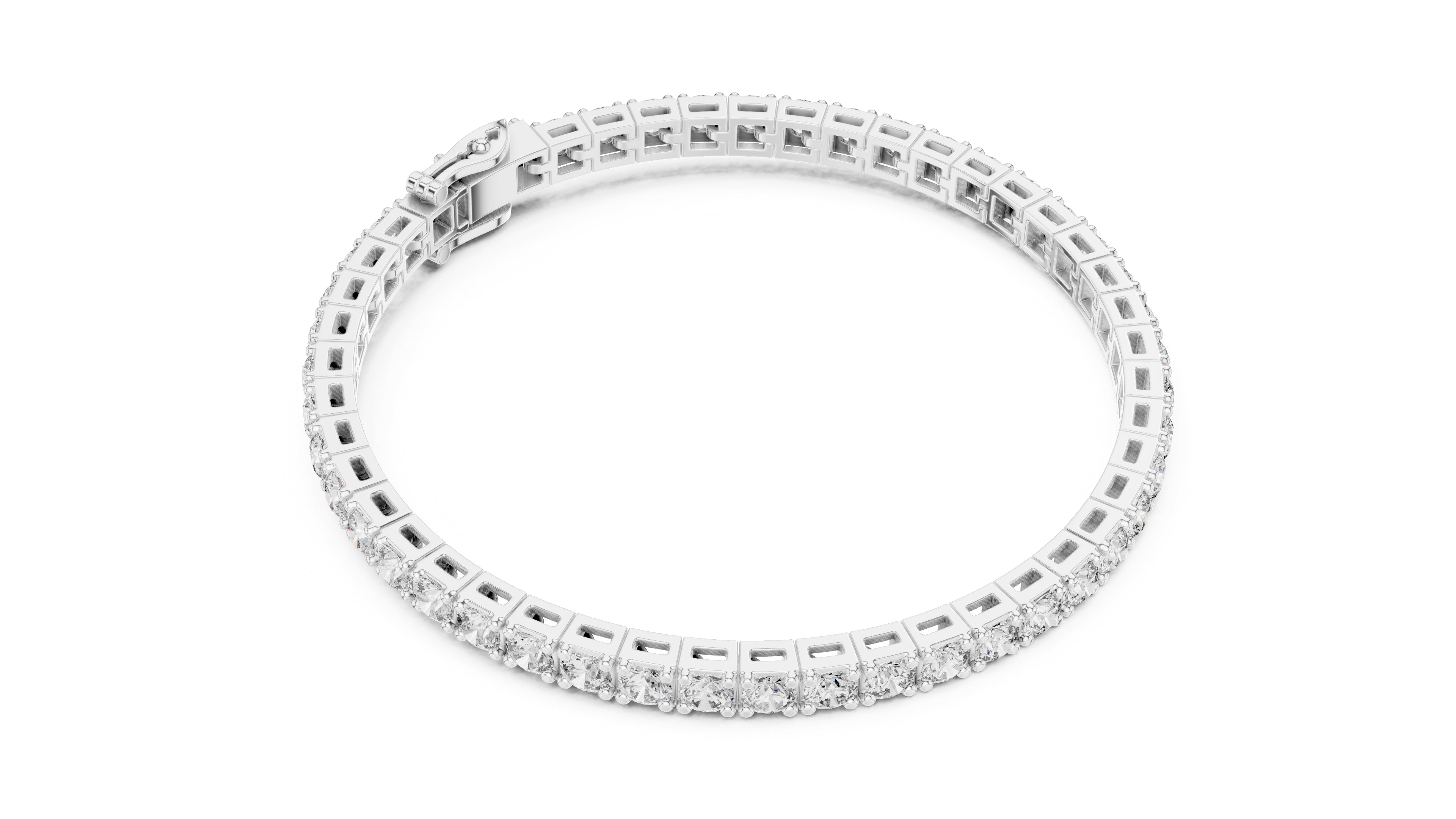 Architectural Square Basket Lab-Grown Tennis Bracelet White Gold