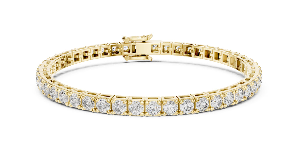 Architectural Square Basket Lab-Grown Tennis Bracelet Yellow Gold