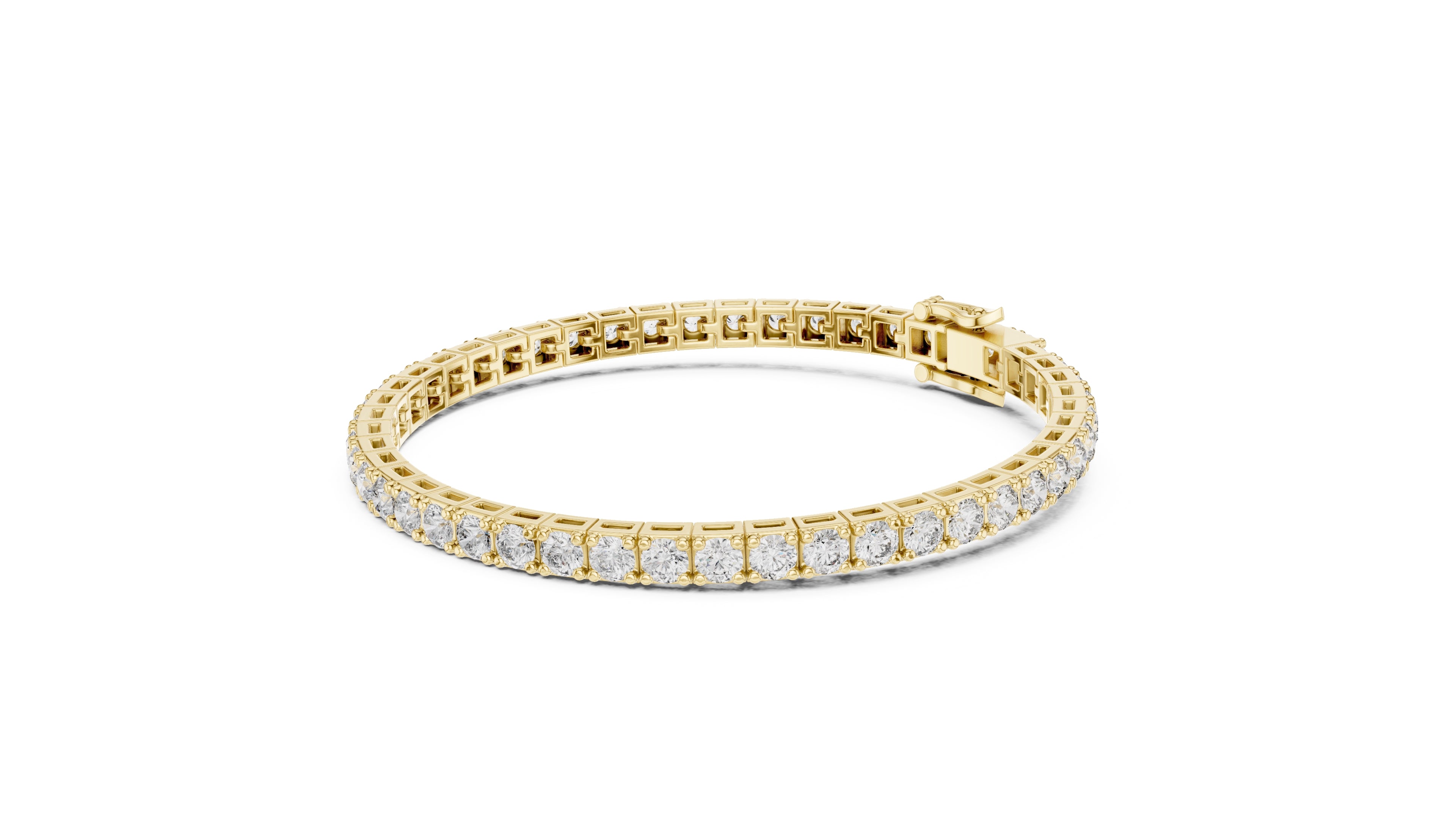Architectural Square Basket Lab-Grown Tennis Bracelet Yellow Gold