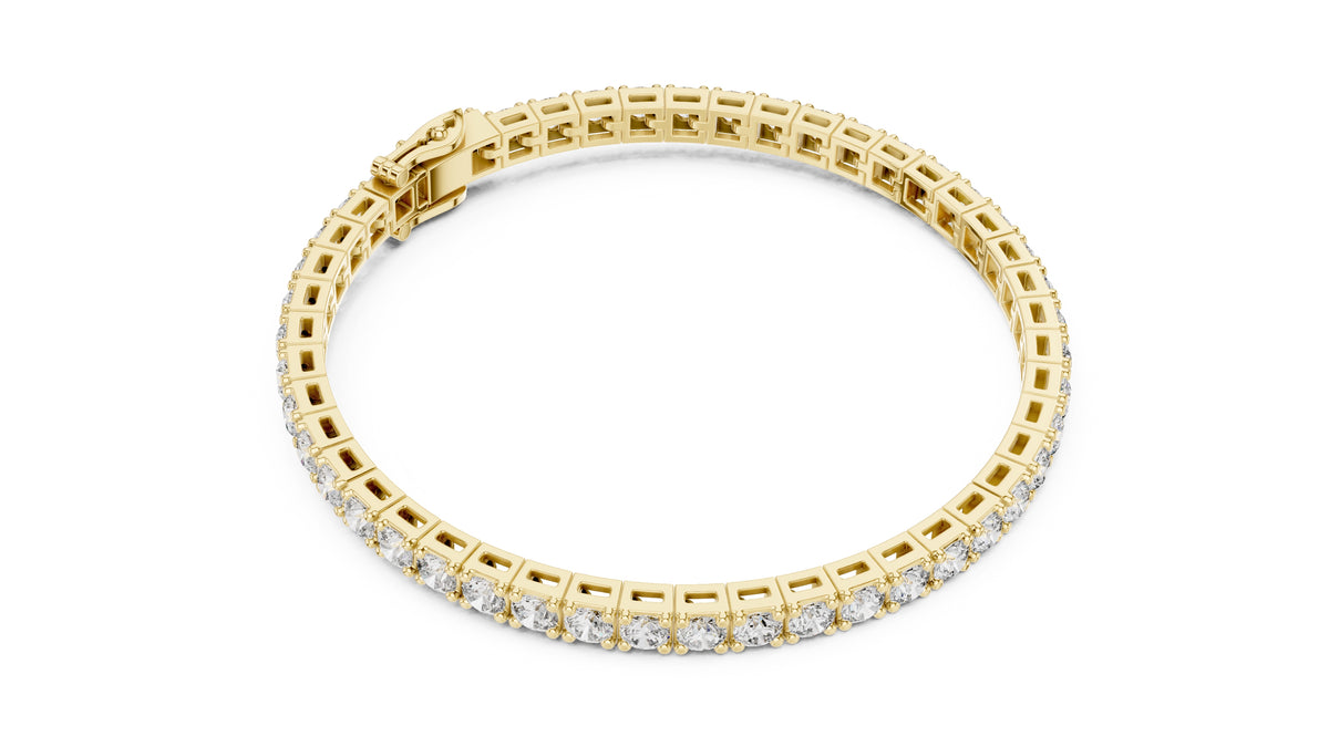 Architectural Square Basket Lab-Grown Tennis Bracelet Yellow Gold