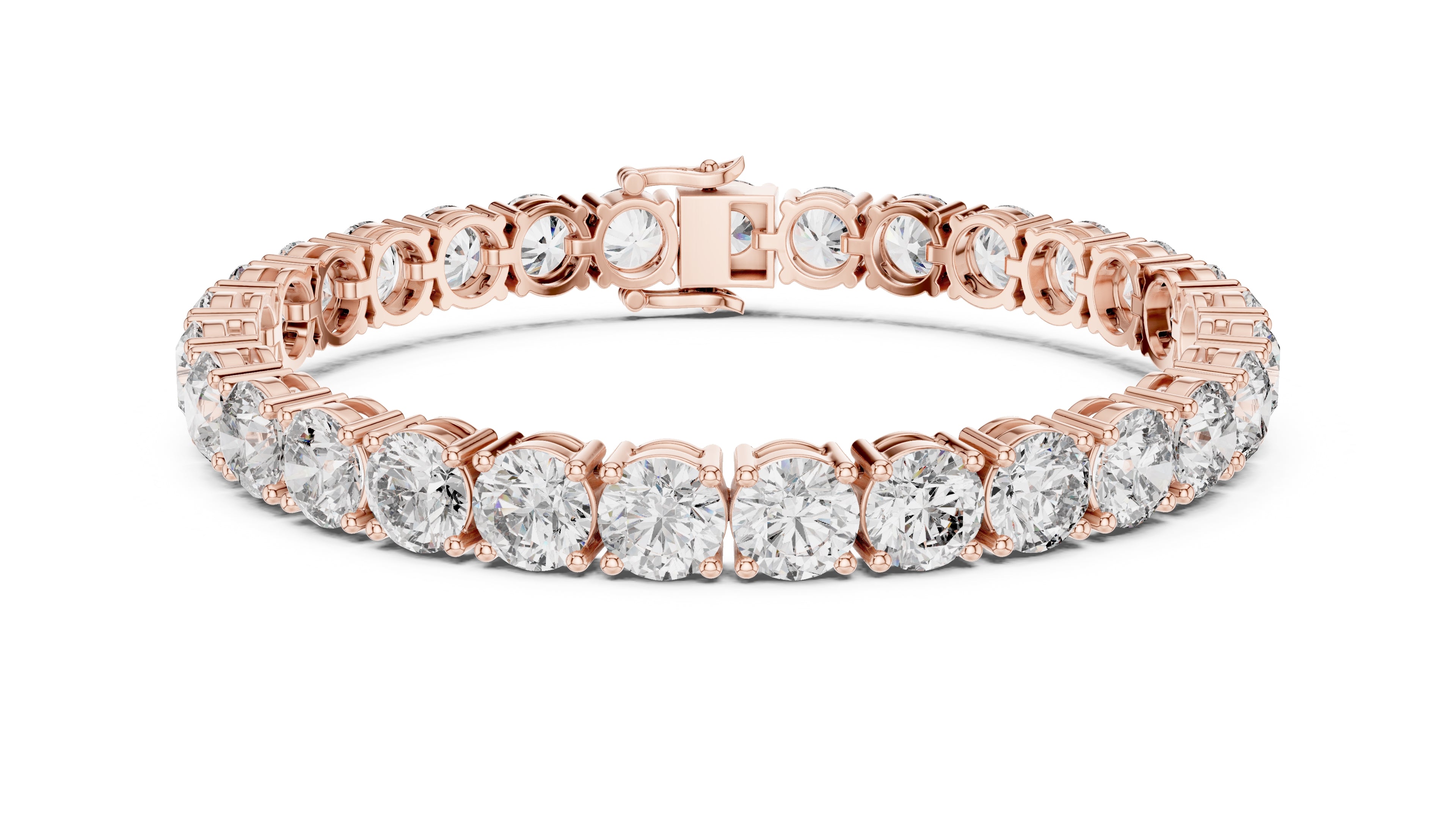 Grand Prong-Set Round Lab-Grown Tennis Bracelet Rose Gold