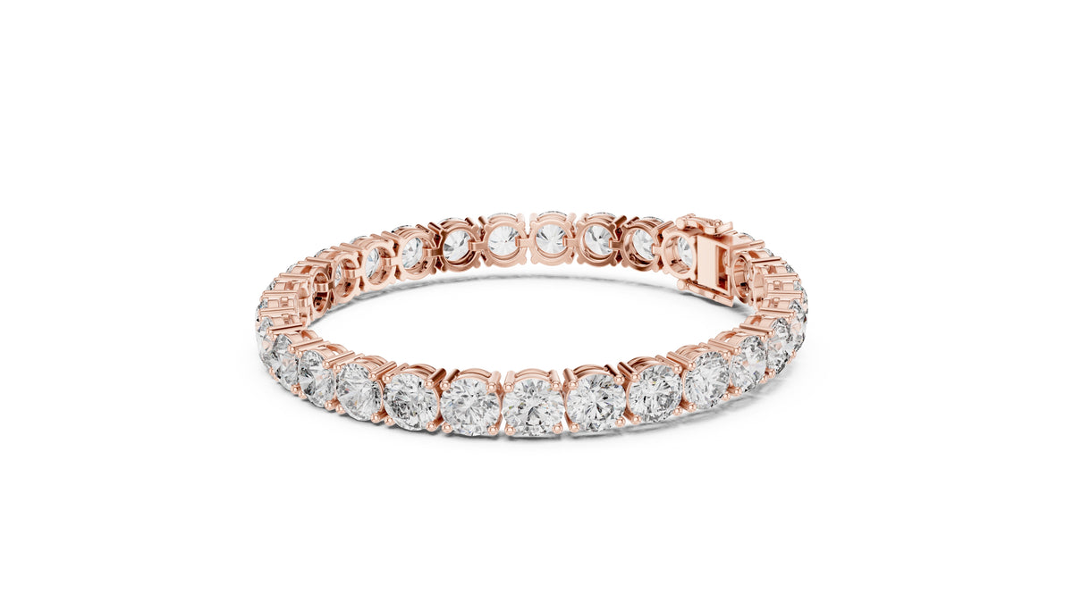 Grand Prong-Set Round Lab-Grown Tennis Bracelet Rose Gold