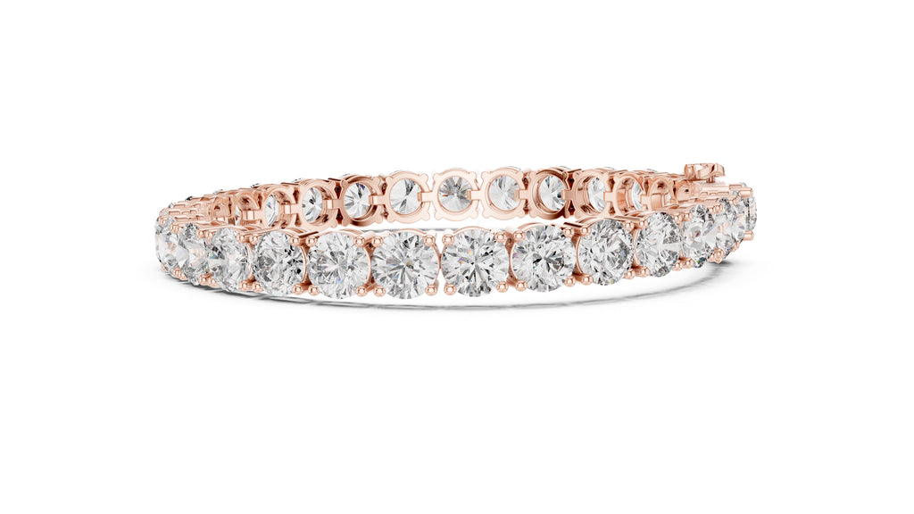 Grand Prong-Set Round Lab-Grown Tennis Bracelet Rose Gold