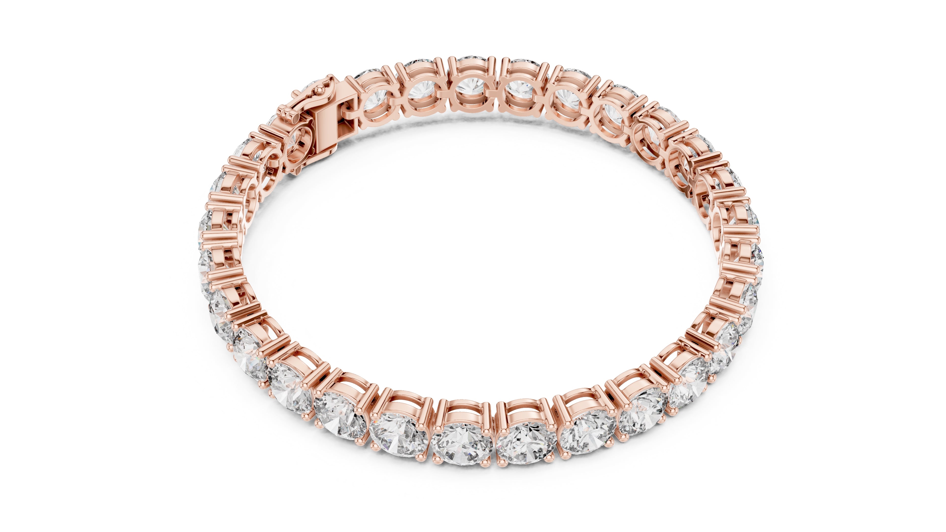 Grand Prong-Set Round Lab-Grown Tennis Bracelet Rose Gold