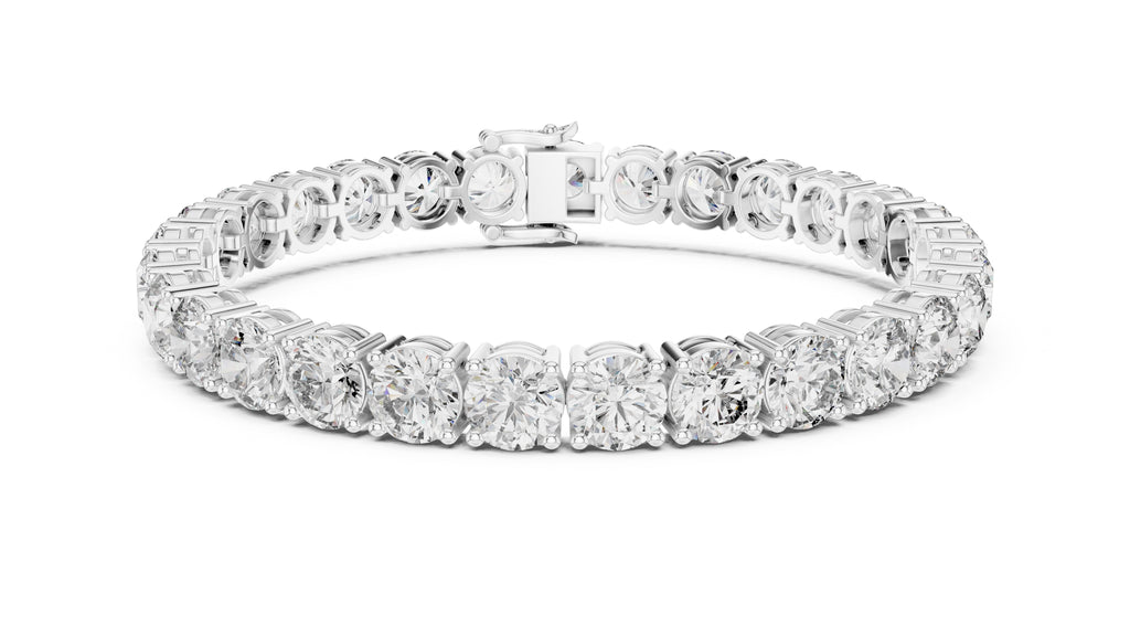 Grand Prong-Set Round Lab-Grown Tennis Bracelet White Gold