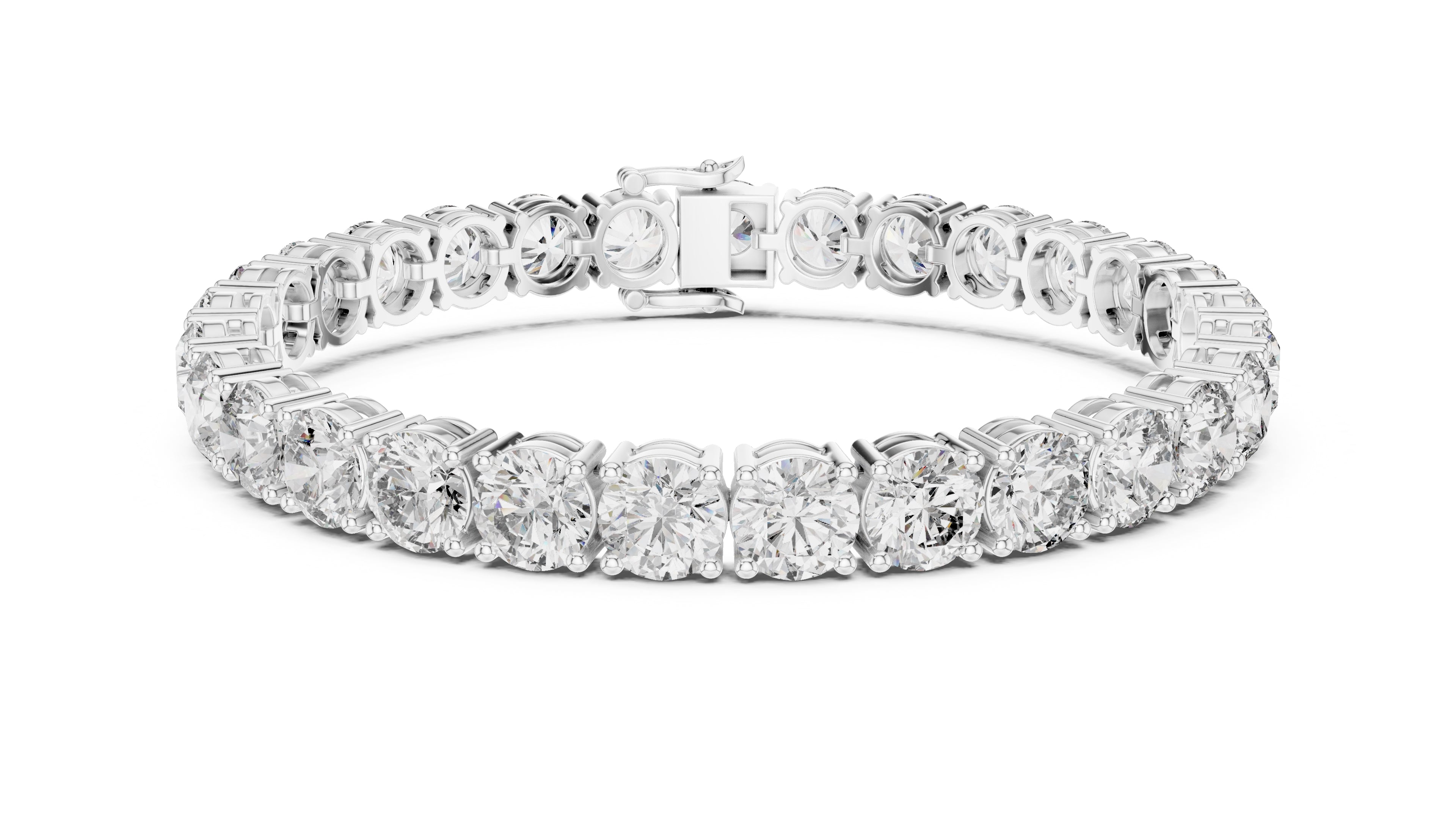 Grand Prong-Set Round Lab-Grown Tennis Bracelet White Gold