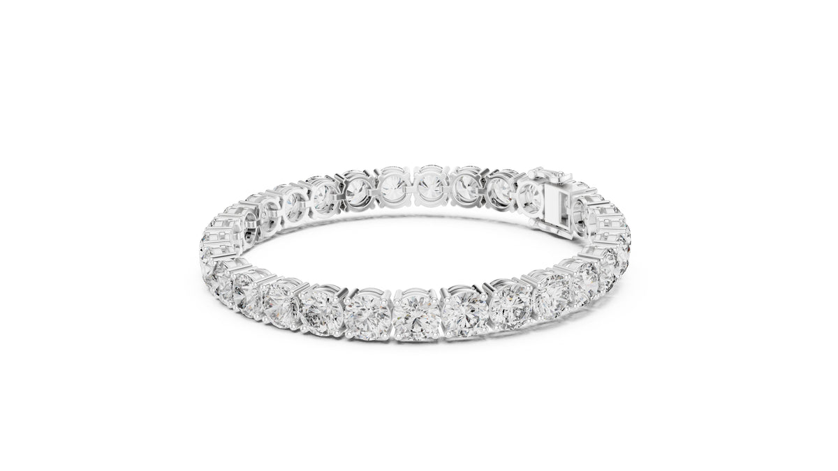 Grand Prong-Set Round Lab-Grown Tennis Bracelet White Gold
